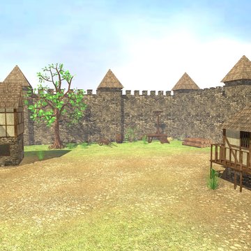 3d render of medieval town