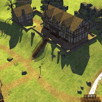 3d render of medieval town
