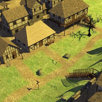 3d render of medieval town