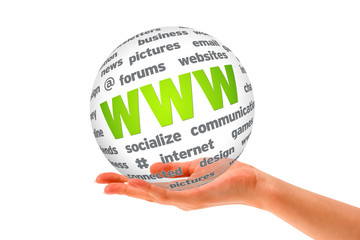 Hand holding a WWW 3D Sphere