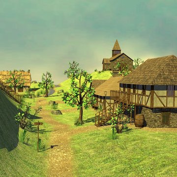 3d render of medieval town