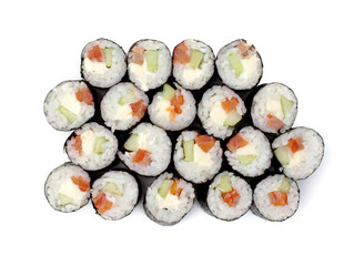 maki sushi rolls with salmon and California cheese