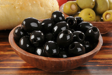 Bowl of black olives