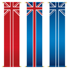 great britain union jack flag hanging banners vector red white blue uk clipart decorations isolated on white