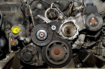 Engine belt wheels.