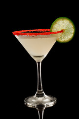 Key lime martini with red sugar