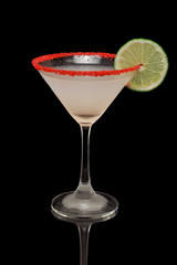 Key lime martini with red sugar
