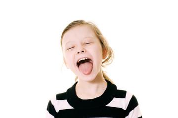 Obraz na płótnie Canvas młoda dziewczyna trzymanie jej język