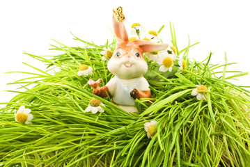 Porcelain figurine of a rabbit shot