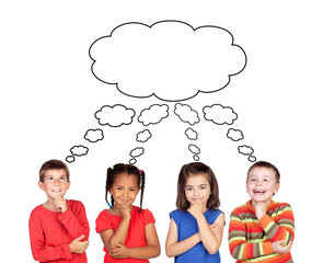 Four pensive children