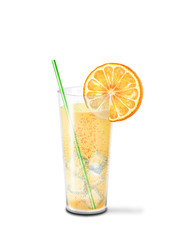 Isolated glass cool lemonade and orange slice