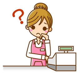 店員　疑問　イラスト