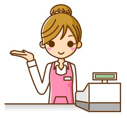 店員　案内　イラスト