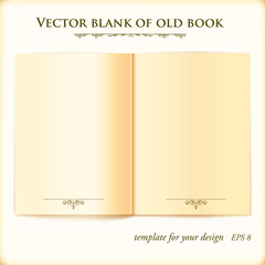 Blank of Old Book. Vector template for your design.