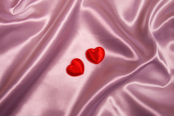 Pink fabric and  hearts