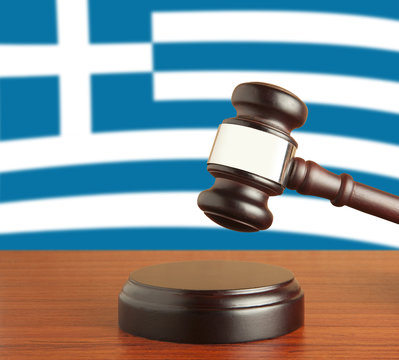 Gavel  and Flag of Greece