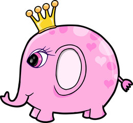 Princess Elephant Animal Safari Vector Illustration Art