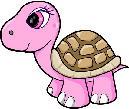 Pink Girl Turtle Animal Wildlife Vector Illustration Art