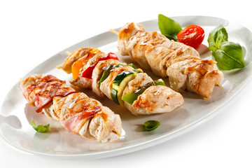 Grilled meat and vegetables