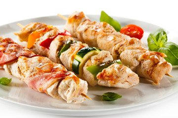 Grilled meat and vegetables