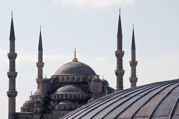 Fototapeta na wymiar Dome of Hagia Sophia with Blue Mosque in background