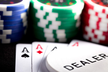 playing cards and poker chips