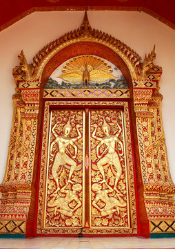 Detail of temple's door chiangmai , Thailand .