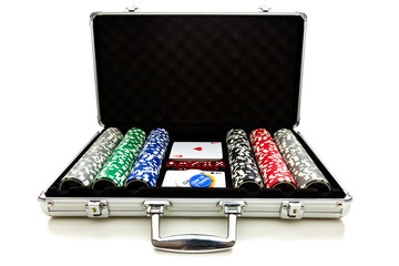 aluminium suitcase with poker set