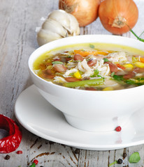 Bowl of Chicken vegetable Soup