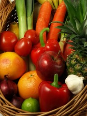 Combination of vegetables and fruits