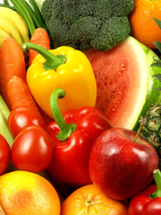 Fototapeta na wymiar Close-up świeżych i soczystych warzyw i owoców