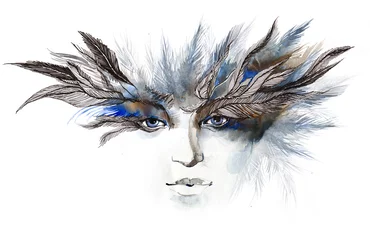Foto op Plexiglas feathers around eyes (series C) © ankdesign