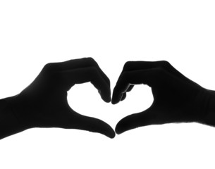 touching hands in a heart - shaped