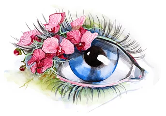 Wandaufkleber Auge mit Orchidee (Serie C) © ankdesign