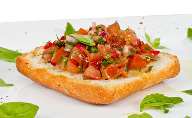 Bruschetta( Italian Toasted Garlic Bread ) with tomato