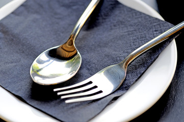 close up of a silver fork and spoon