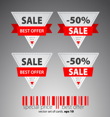 Set of red vector sale tickets.