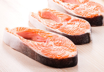 Salmon steak raw