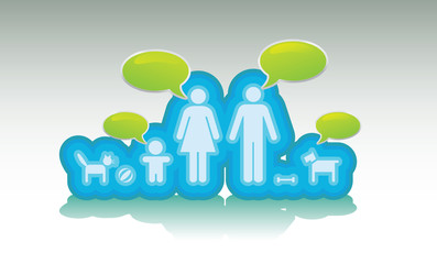 basic family with text bubbles - illustration