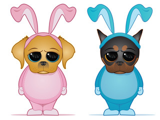 Easter Dogs in Bunny Costumes