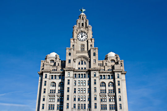Liver Buildings on Liverpool waterfront