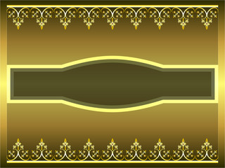 Golden ornamental frame label illustration