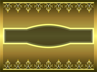 Golden ornamental frame label illustration