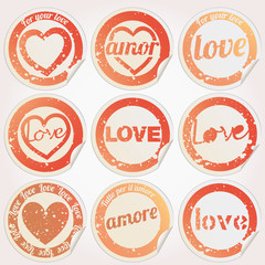 Vector sticker heart grunge love