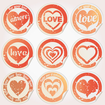 Vector sticker heart grunge love