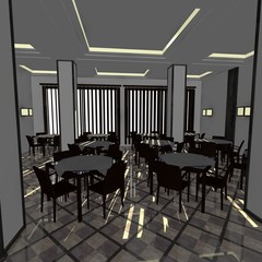 3d render of restaurant interior