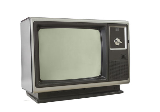 Vintage 1970's Television Isolated on White
