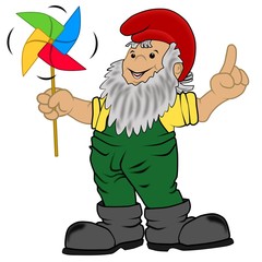 Gartenzwerg mit Windmühle