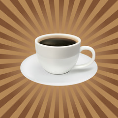 The coffee cup on a brown background