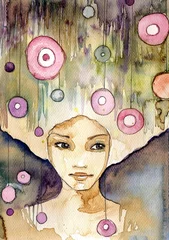 Poster de jardin Inspiration picturale portrait magique d& 39 une jeune fille